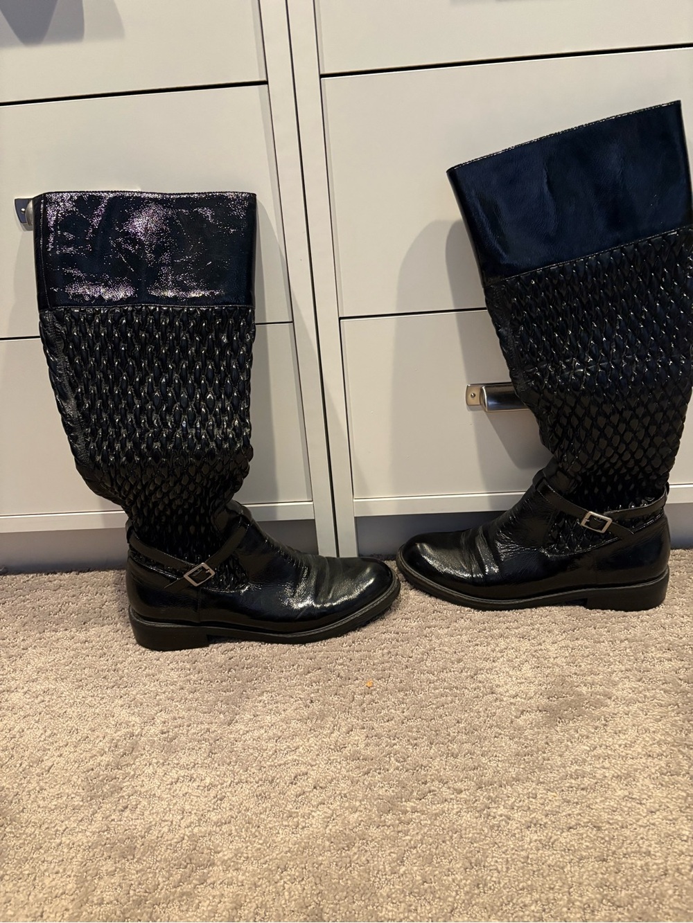 Women's Black Tall Quilted Shaft Riding Boots